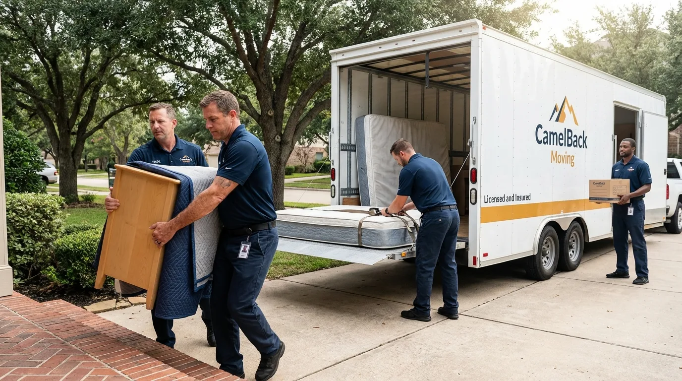 Crew loading residential truck for cross-state move from Beverly Hills, FL
