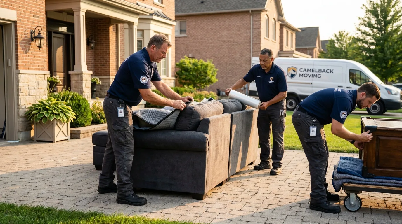 Large estate moving crew wrapping furniture in Beverly Hills, FL