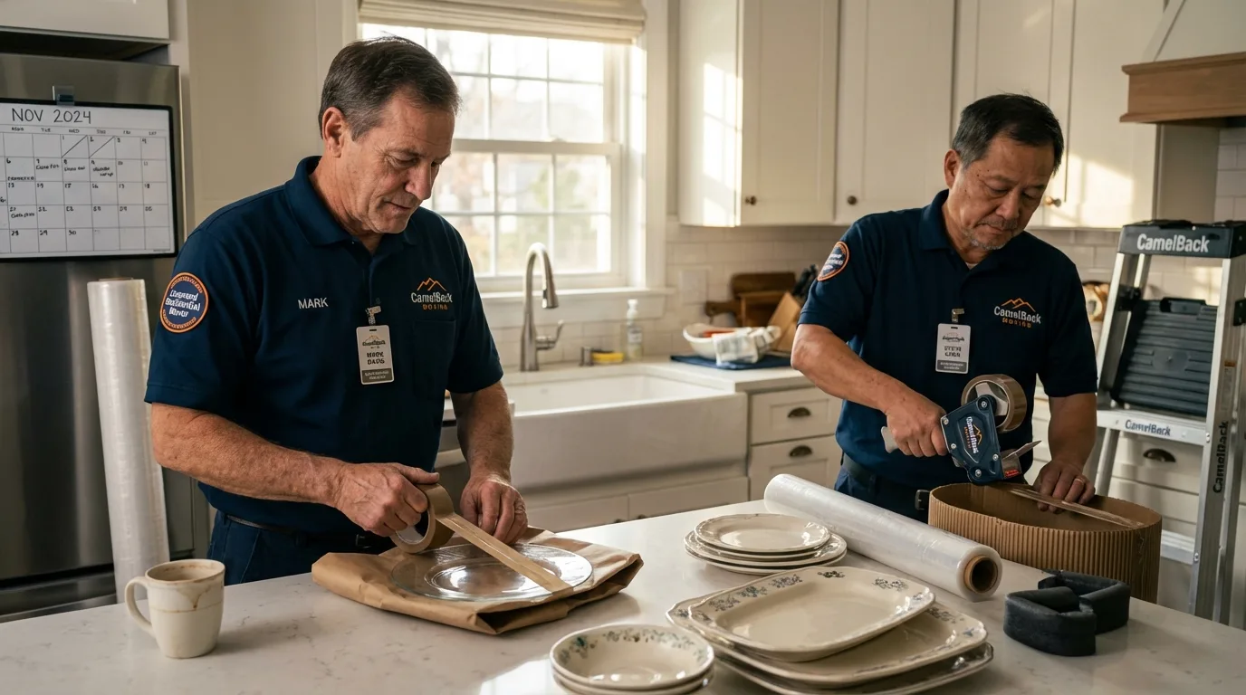 Professional crew packing kitchen dishware in Beverly Hills, FL